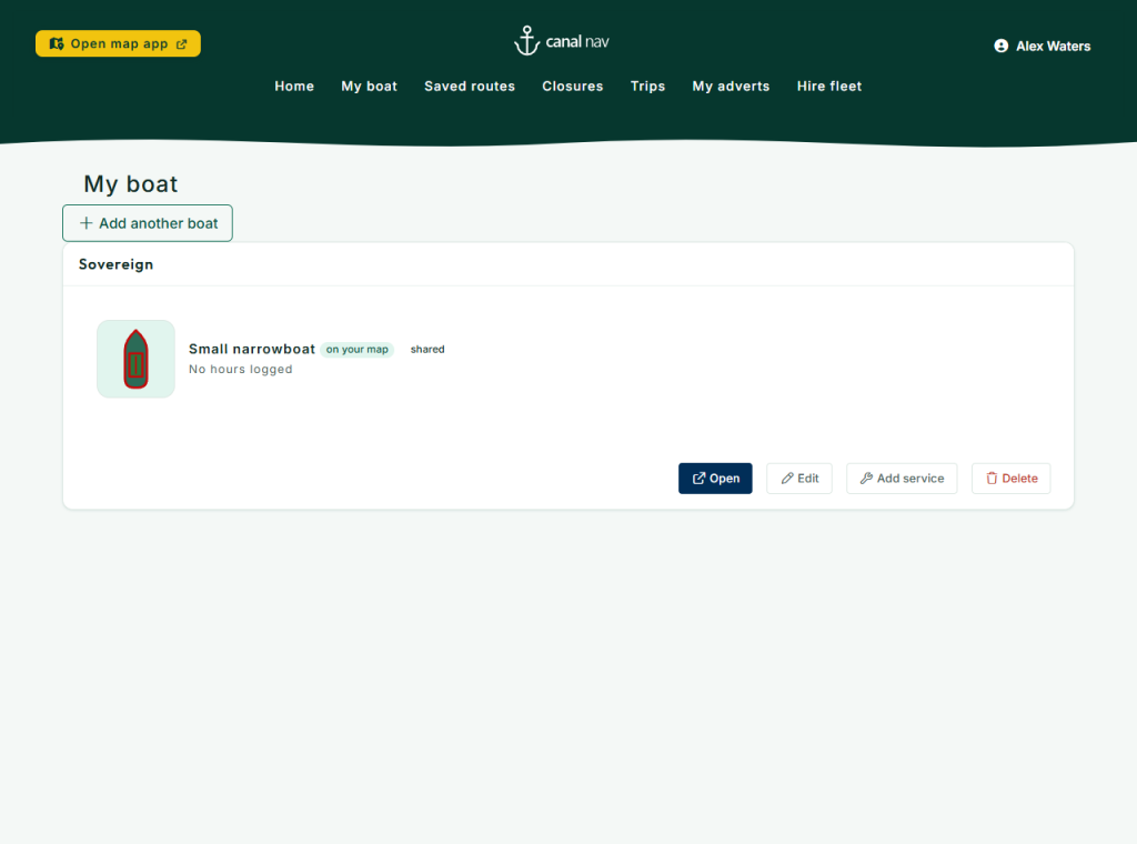 Using your Canal Nav dashboard - Add your boat - Canal Nav